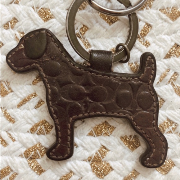 coach leather dog keychain